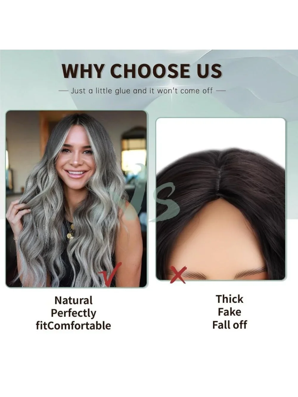 Women's Mix Grey 26 Inch Natural Synthetic Modern Long Curly Wavy Fiber Wigs